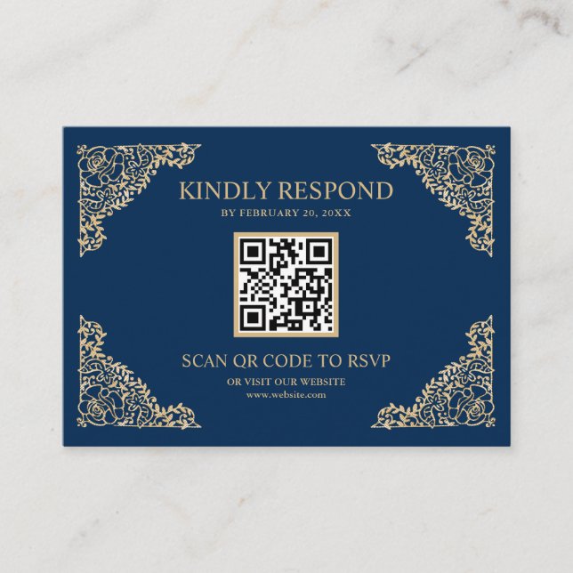 QR Code UAWG Wedding Website für Blue and Gold Fra Begleitkarte (Vorderseite)
