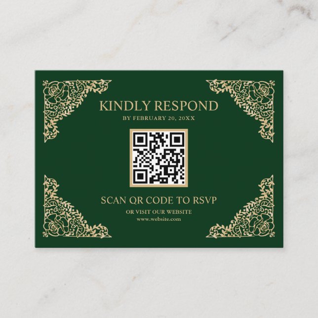 QR Code UAWG Wedding Website für Green und Gold Fr Begleitkarte (Vorderseite)