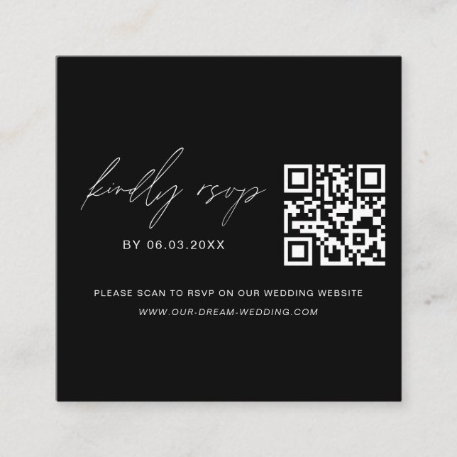 QR Code UAWG Wedding Website Minimalistisch Begleitkarte (Vorderseite)