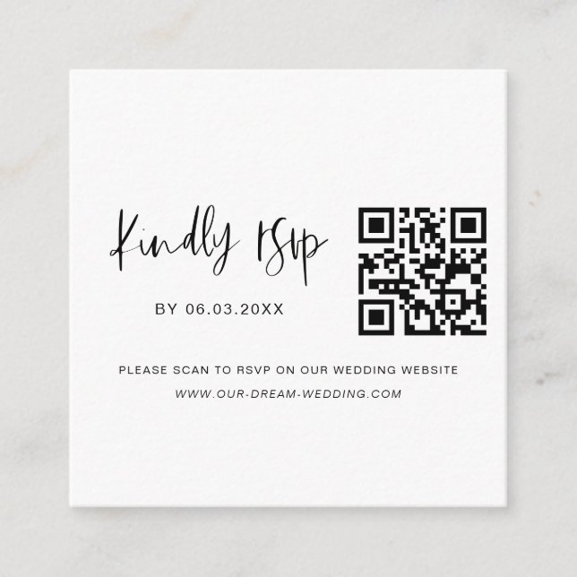 QR Code UAWG Wedding Website Minimalistisch Begleitkarte (Vorderseite)