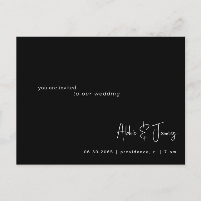 QR Code Ultra Contemporary B/W Wedding Invasion Postkarte (Vorderseite)