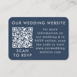 QR Code-Umschließungskarte für Navy Blue Gray Wedd Begleitkarte