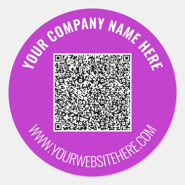 QR-Code und benutzerdefinierte Textaufkleber Farbe Runder Aufkleber (Vorderseite)