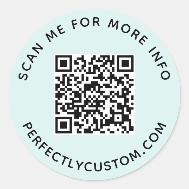 QR-Code und benutzerdefinierter Text blau Runder Aufkleber (Vorderseite)