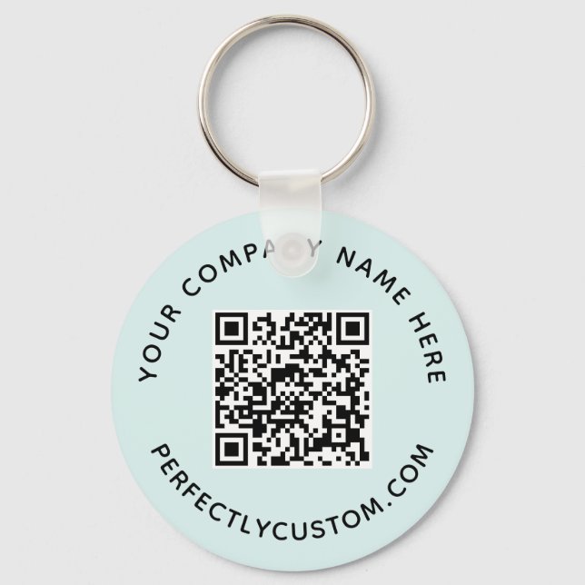 QR-Code und benutzerdefinierter Text, blau Schlüsselanhänger (Vorderseite)