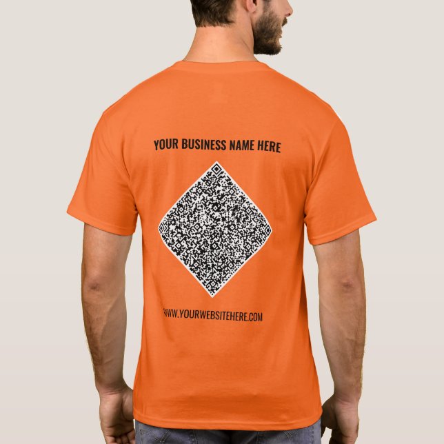 QR-Code und benutzerdefinierter Text Ihr Business- T-Shirt (Rückseite)