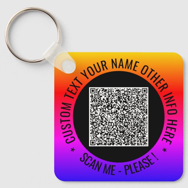 QR-Code und benutzerdefinierter Text Ihr Personali Schlüsselanhänger (Vorderseite)