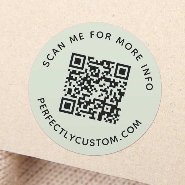 QR-Code und benutzerdefinierter Text leuchten grün Runder Aufkleber (Von Creator hochgeladen)