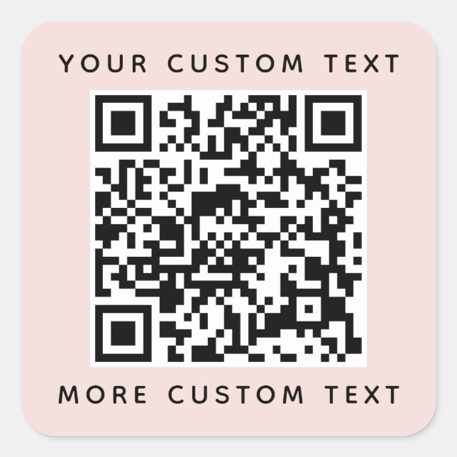 QR-Code und benutzerdefinierter Text oben und unte Quadratischer Aufkleber (Vorderseite)