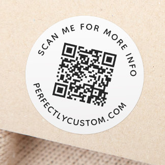 QR-Code und benutzerdefinierter Text rund um Aufkl Runder Aufkleber
