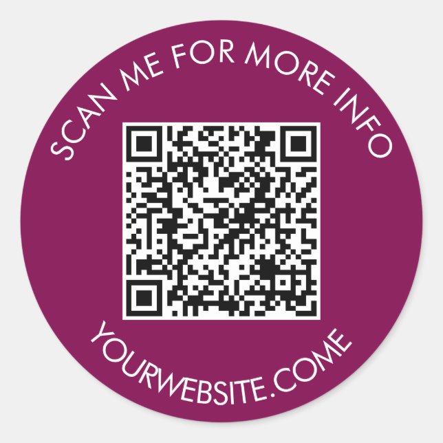 QR-Code und benutzerdefinierter Text rund weiß und Runder Aufkleber (Vorderseite)
