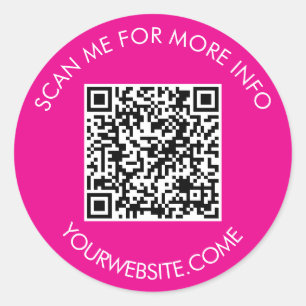QR-Code und benutzerdefinierter Text rund weiß und Runder Aufkleber