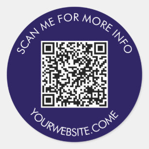 QR-Code und benutzerdefinierter Text rund weiß und Runder Aufkleber