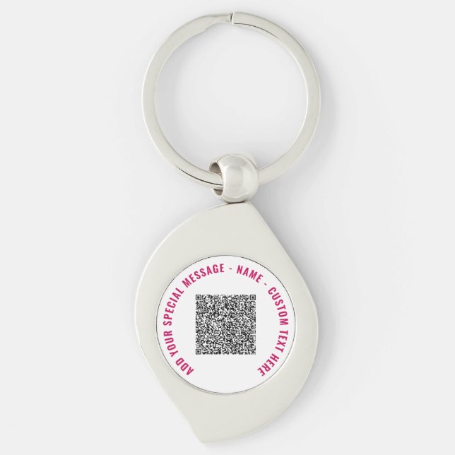 QR-Code und benutzerdefinierter Text-Schlüsselanhä Schlüsselanhänger (Vorderseite)