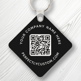 QR-Code und benutzerdefinierter Text, schwarz, dop Schlüsselanhänger