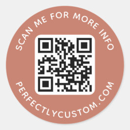 QR-Code und benutzerdefinierter Text terracotta br Runder Aufkleber