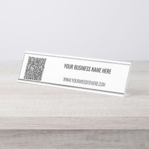 QR-Code und Beruflicher Text Personalisiert Schreibtischnamensplakette