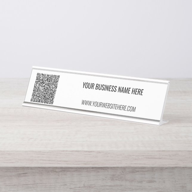 QR-Code und Beruflicher  Text Personalisiert Schreibtischnamensplakette (Vorderseite )