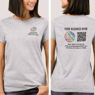 QR-Code und Firmenlogo auf der Vorderseite gedruck T-Shirt