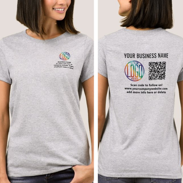 QR-Code und Firmenlogo auf der Vorderseite gedruck T-Shirt (Von Creator hochgeladen)