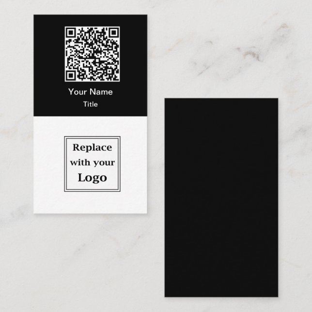 QR-Code und Firmenlogo Visitenkarten vertikal Visitenkarte (Vorne/Hinten)