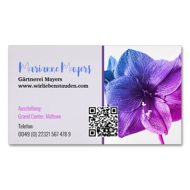 QR-Code und Fotografie Magnetische Visitenkarte (Vorderseite)