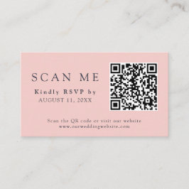 QR-Code und Hochzeitsplatz Blush Pink & Navy Blue Begleitkarte