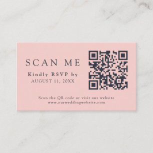 QR-Code und Hochzeitsplatz Blush Pink & Navy Blue Begleitkarte