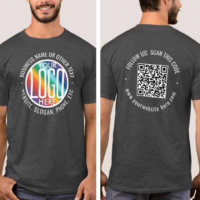 QR-Code und Logo-Geschäft des rückseitig gedruckte T-Shirt (Von Creator hochgeladen)