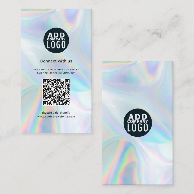 QR-Code und Logo-Holografie Visitenkarte (Vorne/Hinten)
