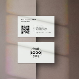 QR-Code und Logo   Light Gray   Sleek & Smart Visitenkarte