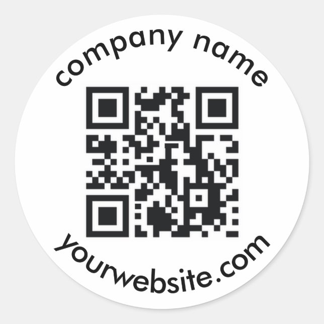 QR-Code und Text ergänzen Ihre eleganten, modernen Runder Aufkleber (Vorderseite)