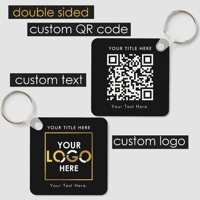 QR-Code und Text für kundenspezifische Geschäftspr Schlüsselanhänger (Custom Business Logo QR Code & Text Double Sided Keychain)