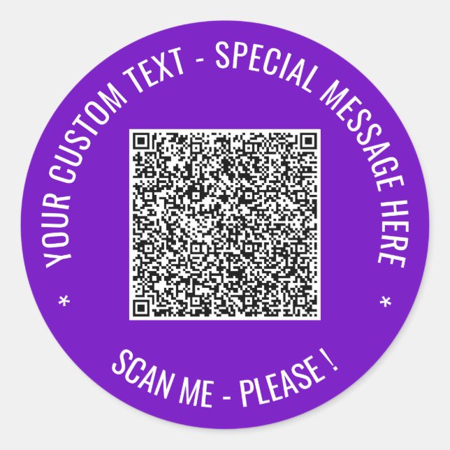 QR-Code und Vorlage für benutzerdefinierte Textauf Runder Aufkleber (Vorderseite)