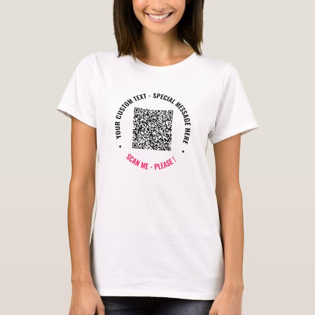 QR-Code und Vorlage für benutzerdefinierten Text-T T-Shirt (Vorderseite)