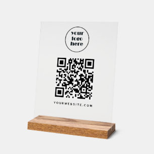 QR-Code und Website   Logo Acrylschild