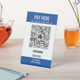 QR Code Venmo Pay Hier Blue Pedestal-Zeichen hinzu Sockelschild