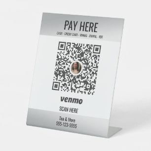 QR-Code Venmo Small Business Silver hinzufügen Sockelschild