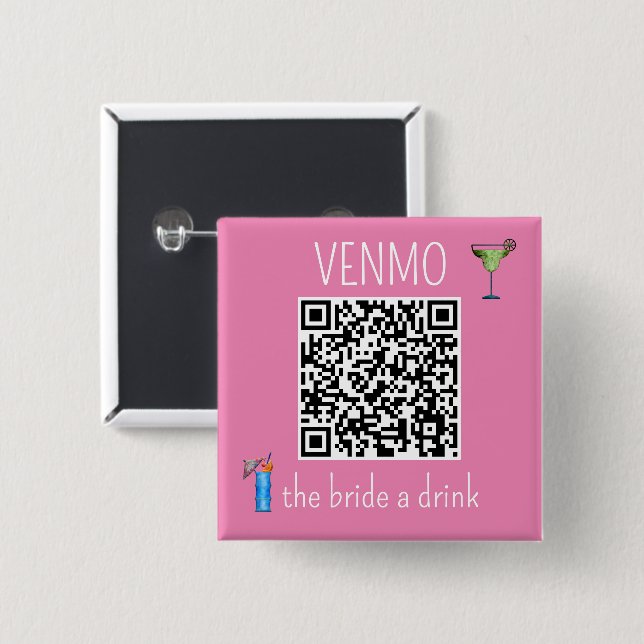 QR Code VENMO The Brik a Drink Junggeselinnen-Absc Button (Vorne & Hinten)