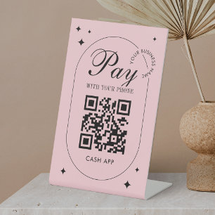 QR-Code Venmo-Zahlung Girly Pink Scanne zum Bezahl Sockelschild