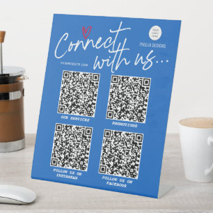 QR-Code verbindet uns mit modernem trendigem Skrip Sockelschild