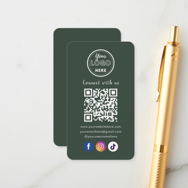 QR-Code Verbindung mit US Social Media Forest Gree Begleitkarte (Vorderseite/Rückseite Beispiel)