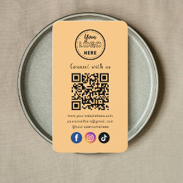 QR-Code Verbindung mit US Social Media Soft Orange Visitenkarte