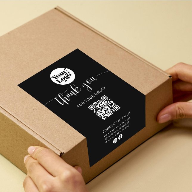 QR-Code-Versand-Logo-Paket Schwarzes Box-Siegel-La Rechteckiger Aufkleber (Von Creator hochgeladen)