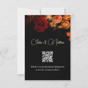 QR-Code   Vintage dunkle florale Hochzeit RSVP Karte