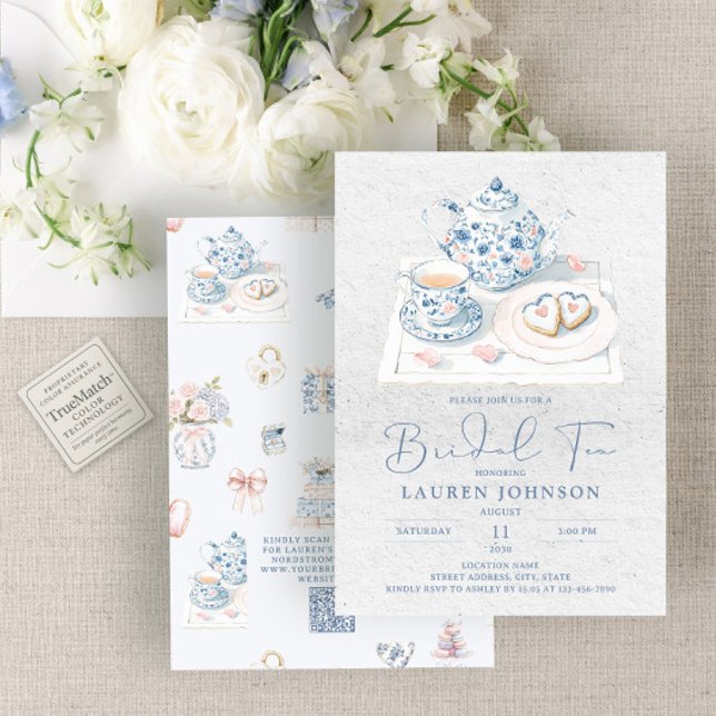 QR Code Vintage French Chinoiserie Bridal Tea Einladung (Von Creator hochgeladen)