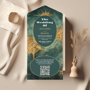 QR-Code Vintage Himmelshochzeit All In One Einladung