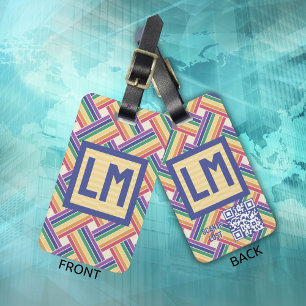 QR-Code Vintages Regenbogen-Gleitmuster Gepäckanhänger