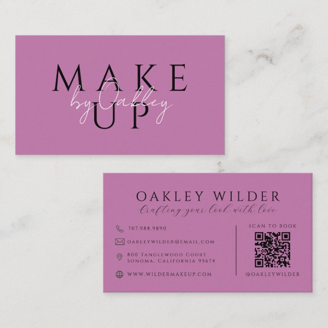 QR-Code Visagist Lilac Visitenkarte (Vorne/Hinten)