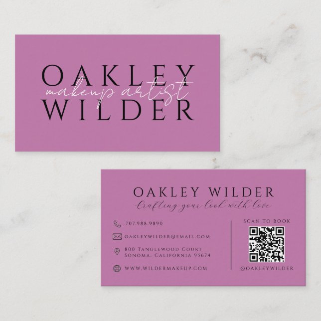 QR-Code Visagist Lilac Visitenkarte (Vorne/Hinten)